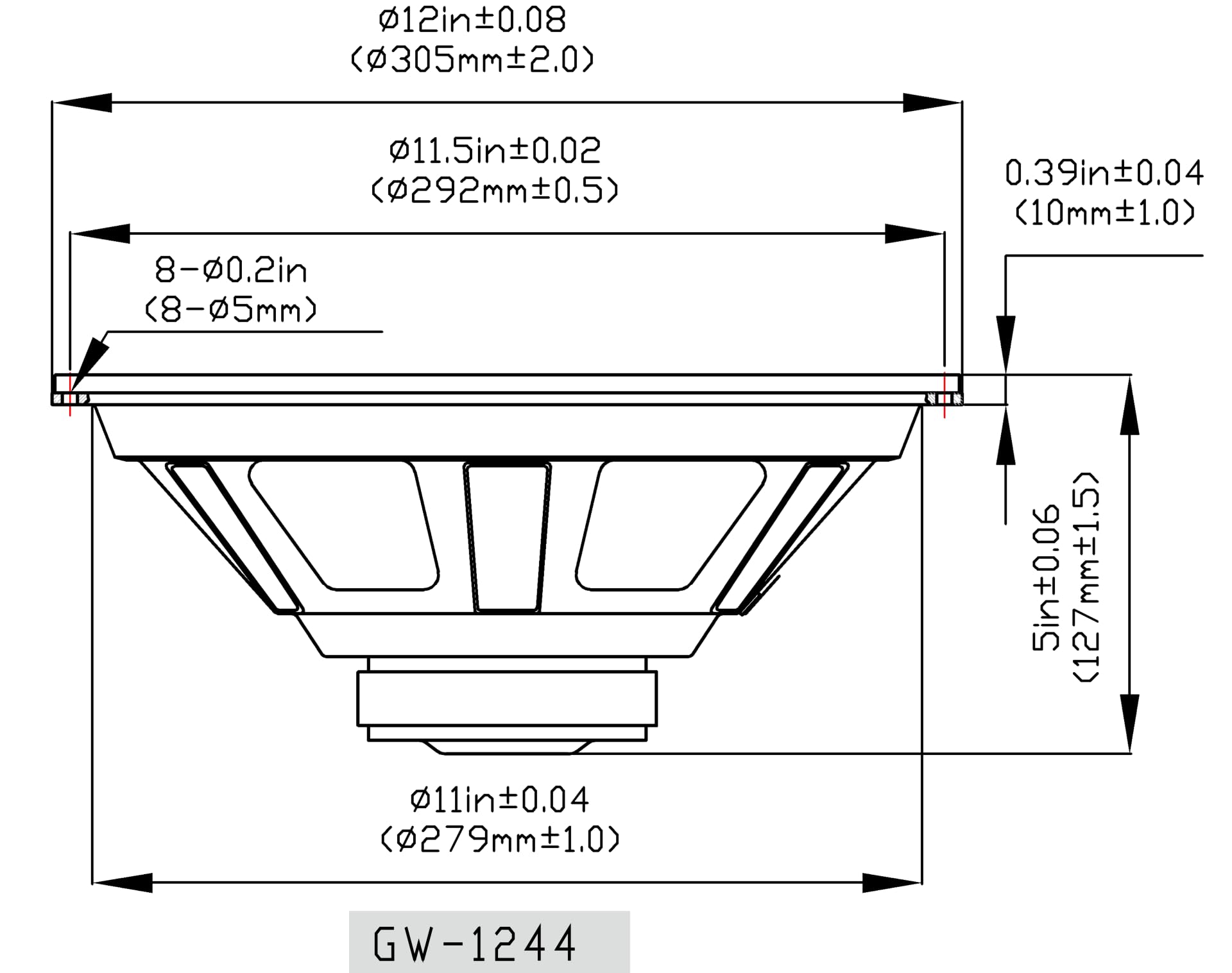 Goldwood Sound, Inc. Stage Subwoofer, Rubber Surround 12