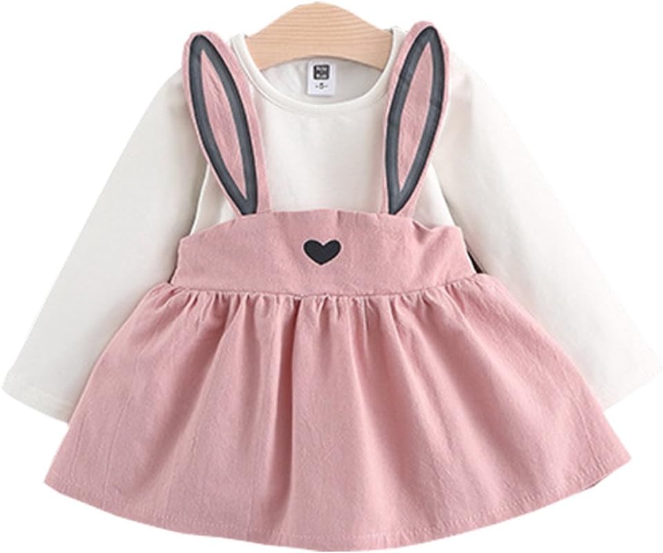 MINKIDFASHIONBaby Girls Rabbit Style Easter Long Sleeve Princess Flower Dress