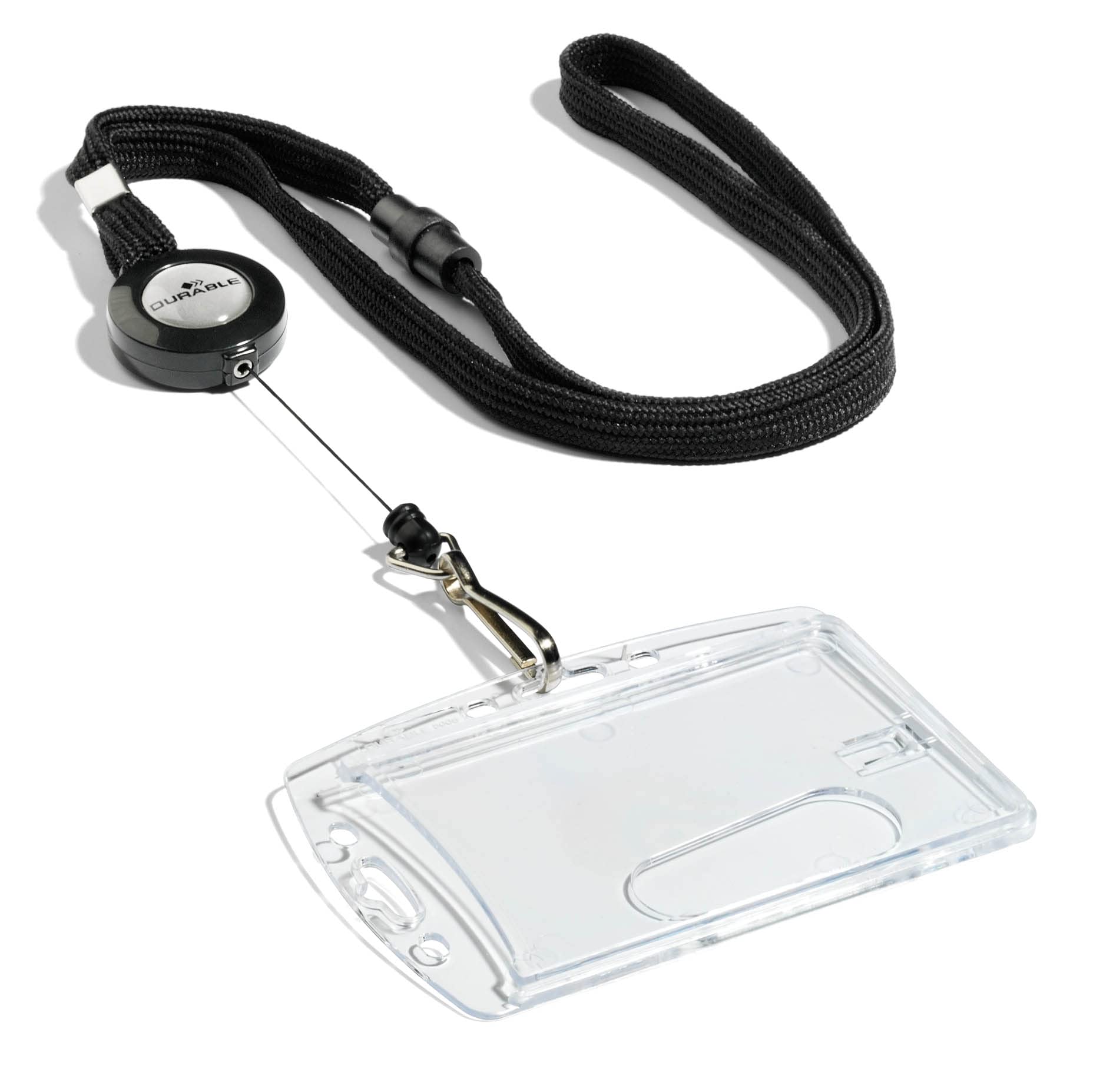 Durable Lanyard with Safety Release and Retractable Spring Hook, Black - Image 2