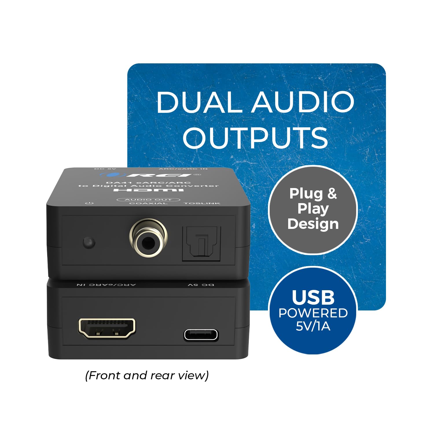 UNSTINCER HDMI ARC a cable convertidor óptico 115 cm/45 pulgadas, convertidor de extractor de audio de 24 bits de 192 kHz con alimentación USB, admite Dolby DTS 5.1 PCM 2.0 - adaptador