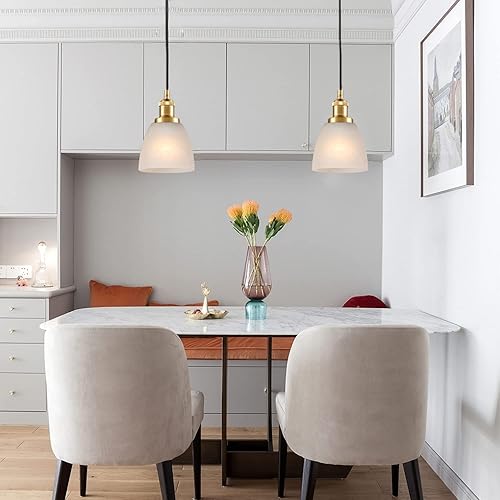 Miniatura 3 de Paquete de 3 pantallas de cristal de alabastro con forma de campana, de estilo tradicional, repuesto para luces de ventilador de techo, luz de