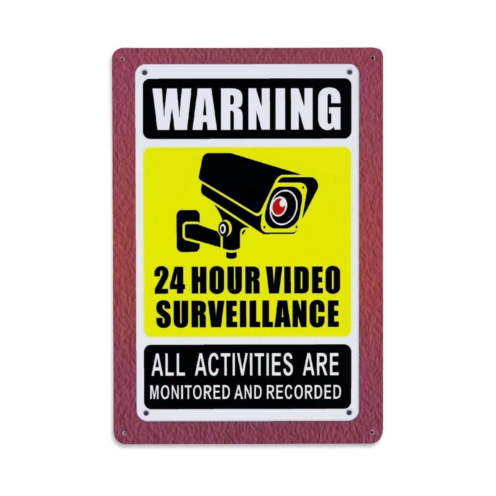Warning Video Surveillance Sign Retro Metal Tin Sign, Vintage Metal Poster for home, Gaming Room, Studio Workshop,Bar,Garage Wall Art Decor 8x12 Inch
