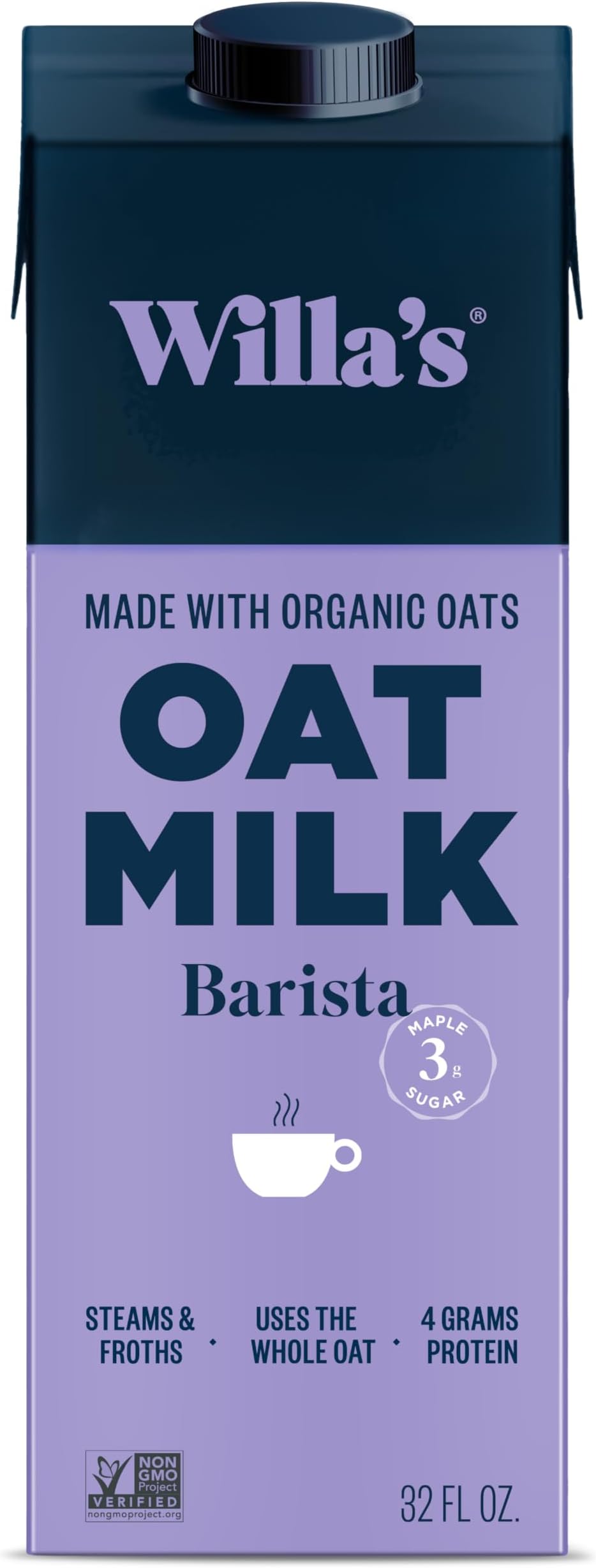Organic Barista Oat Milk – 50% Less Sugar, Non-GMO, Shelf Stable, Non-Dairy, Whole Grain Oats, No Oil, No Gums – Barista Blend Unsweetened Oatmilk and Creamer, 32 oz, Pack of 1