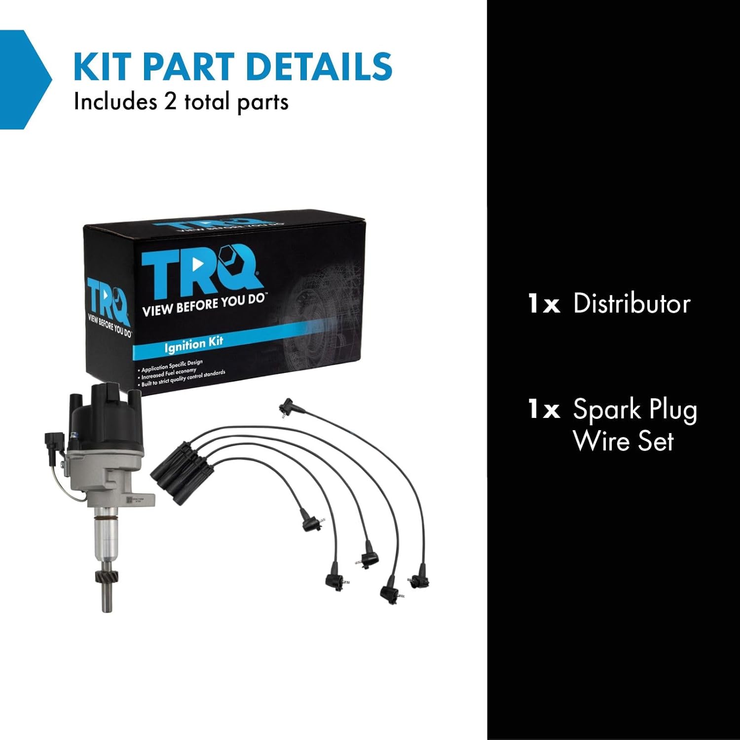 TRQ Ignition Coil Kit 2 Piece Distributor Compatible with 1992-1995 Toyota 4Runner 1992-1995 Pickup