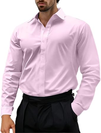 Mens Long Sleeve Dress Shirts Button Down Bussiness Casual Formal Party Prom Wedding Shirts