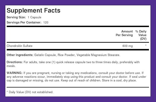 Miniatura 8 de Piping Rock Cápsulas de sulfato de condroitina | 600 mg | 120 píldoras | Suplemento sin OMG, sin gluten