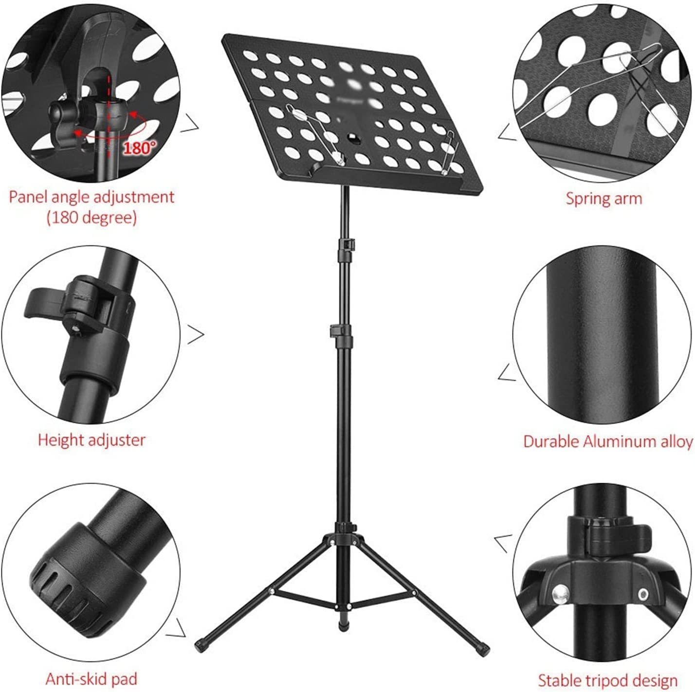 Leggio per spartiti, Supporto for spartiti Portatile in Lega di Alluminio, Supporto for spartiti for Chitarra Regolabile in Altezza
