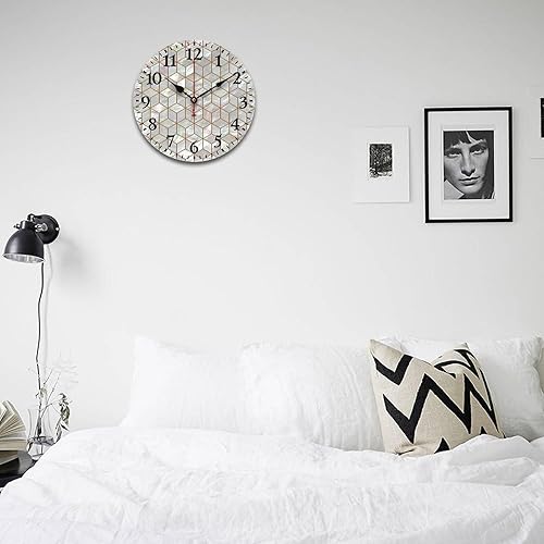 Miniatura 3 de Mvirnsw Reloj de pared con azulejos de nácar y madre, funciona con pilas, silencioso, sin tictac, relojes redondos de madera decorativos para baño,