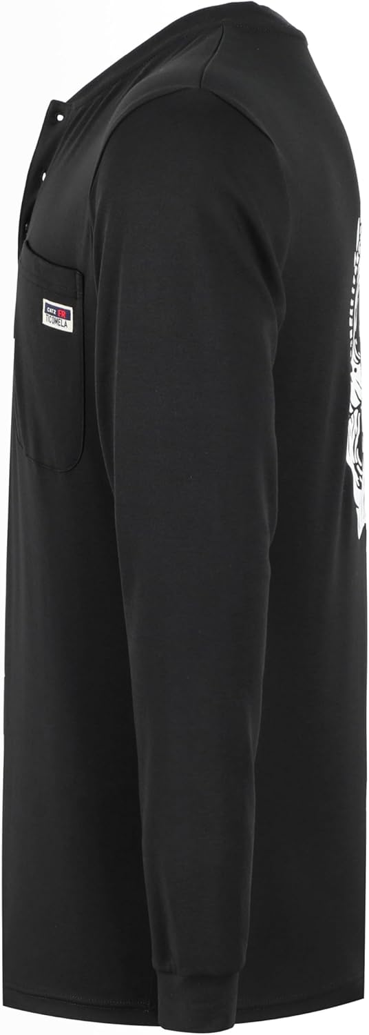 TICOMELA FR T Shirt Flame Resistant Shirt 5.5oz 100% Cotton Light Weight Workwear Men's Long Sleeve Henley Shirts - Image 5