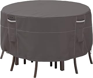 Classic Accessories Ravenna Tall Round Patio Table & Chair Set Cover-Premium Outdoor Furniture Cover with Durable and Water Resistant Fabric, Small (55-187-015101-EC)