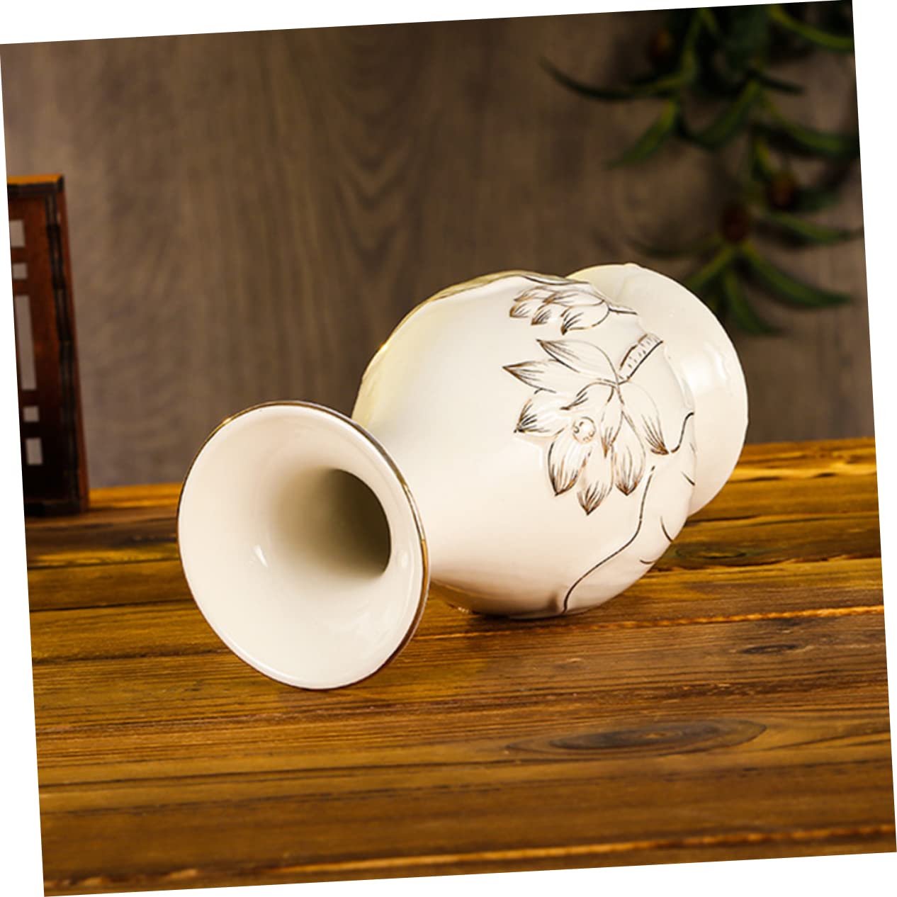 DOITOOL 2pezzi Vaso in Ceramica per Fiori di Loto Composizione Floreale in Ceramica Vaso Decorativo Moderno per Esposizione di Fiori per Secchi