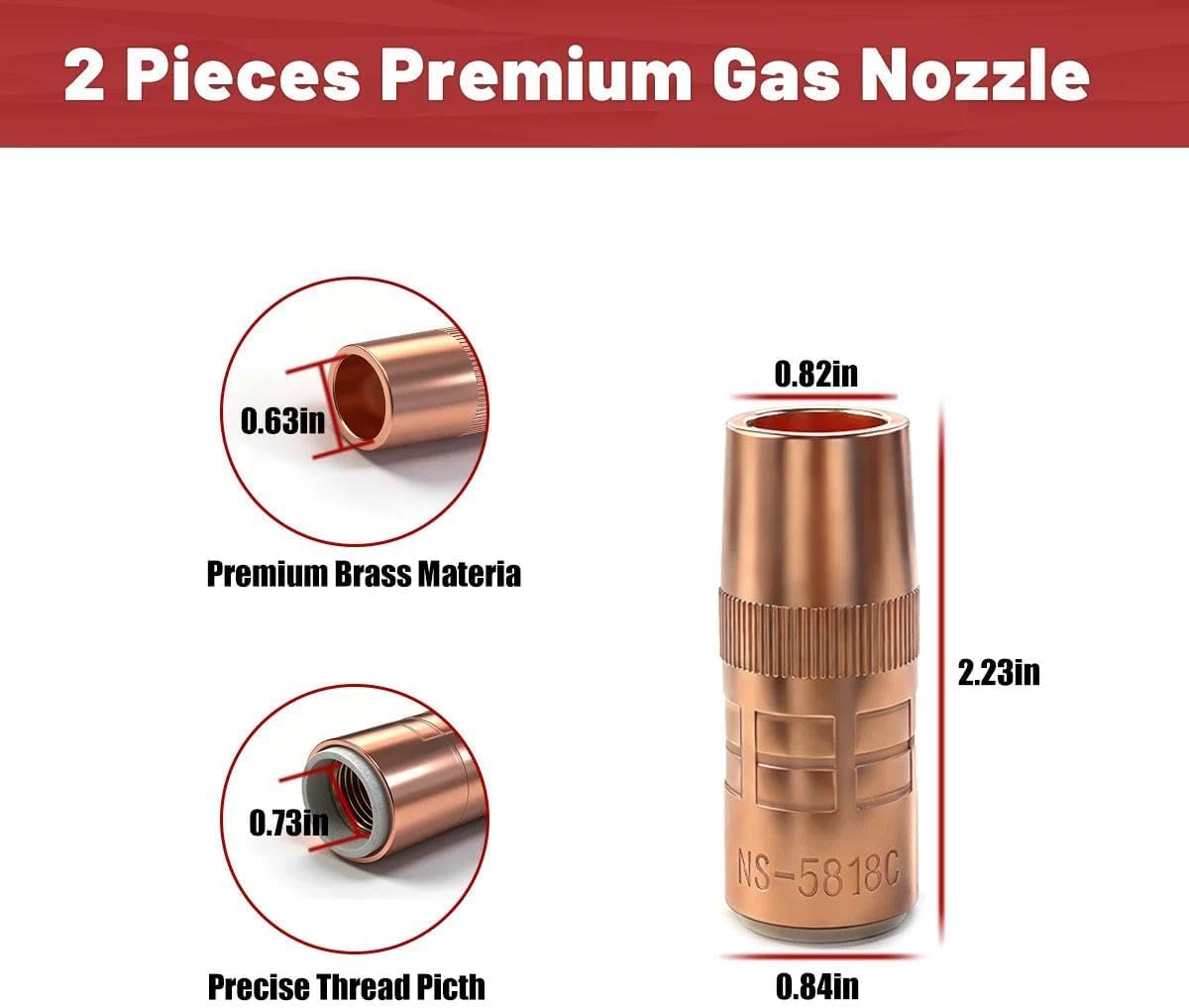 5PK Mig Welding Nozzle NS-5818C Centerfire Slim 5/8" 1/8" Recess For Bernard Mig Gun