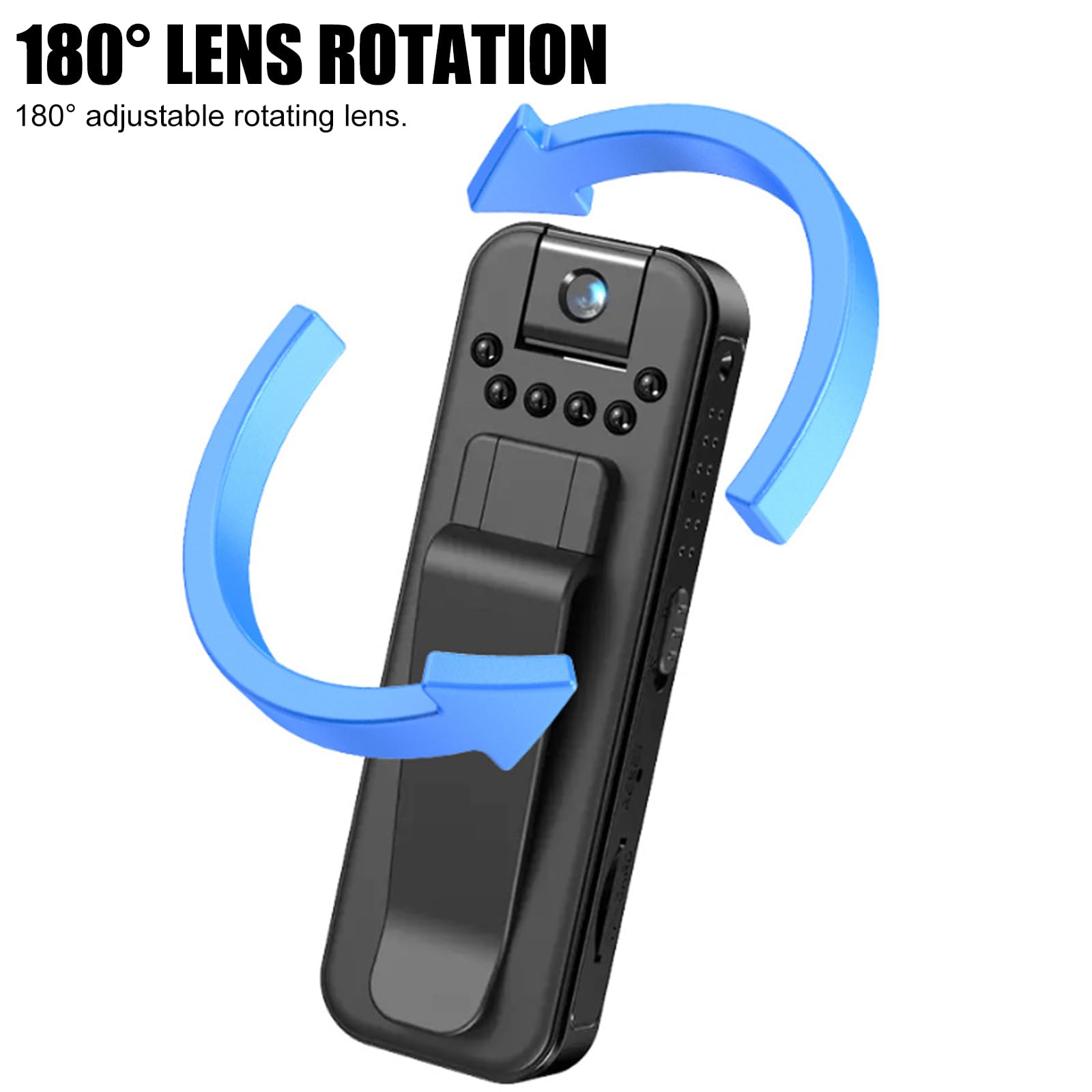 GOMETY Caméra Mini Portable WiFi 1080P, Petite Bodycam Caméra de Corps Caméra de Surveillance avec Objectif Rotatif à 180°, Mini Caméra de Sécurité pour Surveillance Intérieure Extérieure Équitation