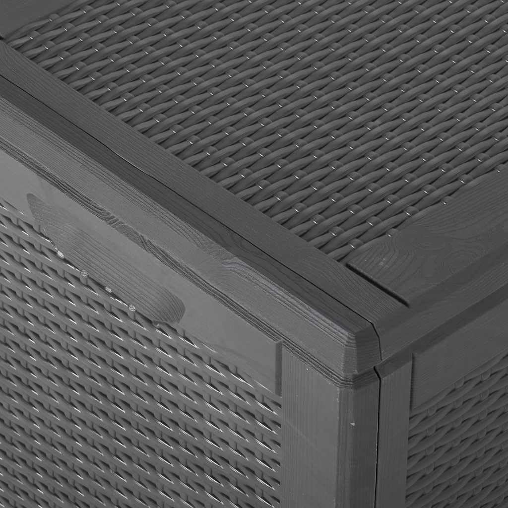 Storage Box Black Polypropylene with rattan look Deck Box Deck Storage for Garden Balcony 47.6 gal