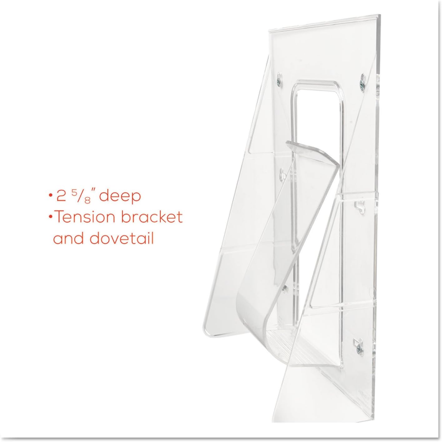 Deflecto Stand-Tall Wall Magazine Holder, Wall Mount Display, Break-Resistant Pocket, Clear, 9-1/8"W x 11-3/4"H x 2-3/4"D (55501)