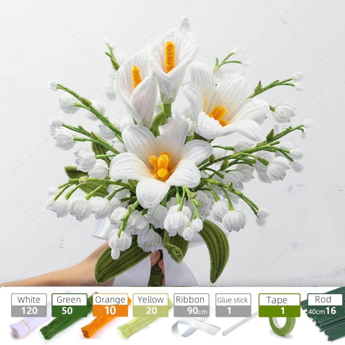 Bridal Bouquet Pipe Cleaners Chenille Stems for Flowers Craft Supplies Bulk Fluffy Fuzzy Sticks for DIY Art Projects Creative Gift Wrapping Party Decorations