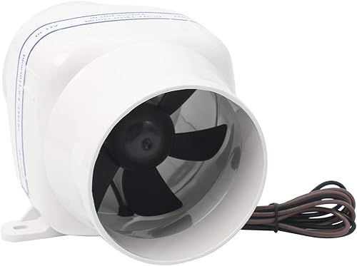 Miniatura 3 de NovelBee Soplador de aire de sentina marina en línea eléctrico de 12 V 270CFM de 4 pulgadas con ventilador de seis aspas maximiza el flujo de aire y