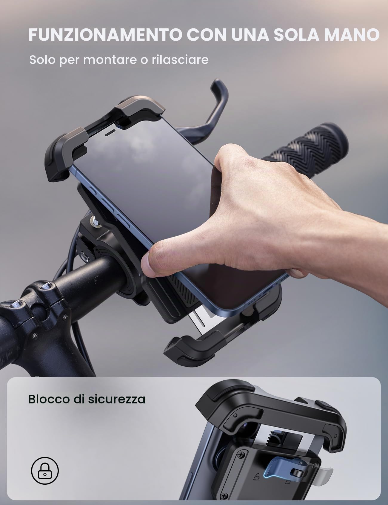 Lamicall Supporto Telefono Bicicletta Motociclo, Porta Cellulare Bici Manubrio per iPhone 17 16 15 14 13 Pro Max/Plus/Mini, Samsung S10 S9, 4.7-6.8"