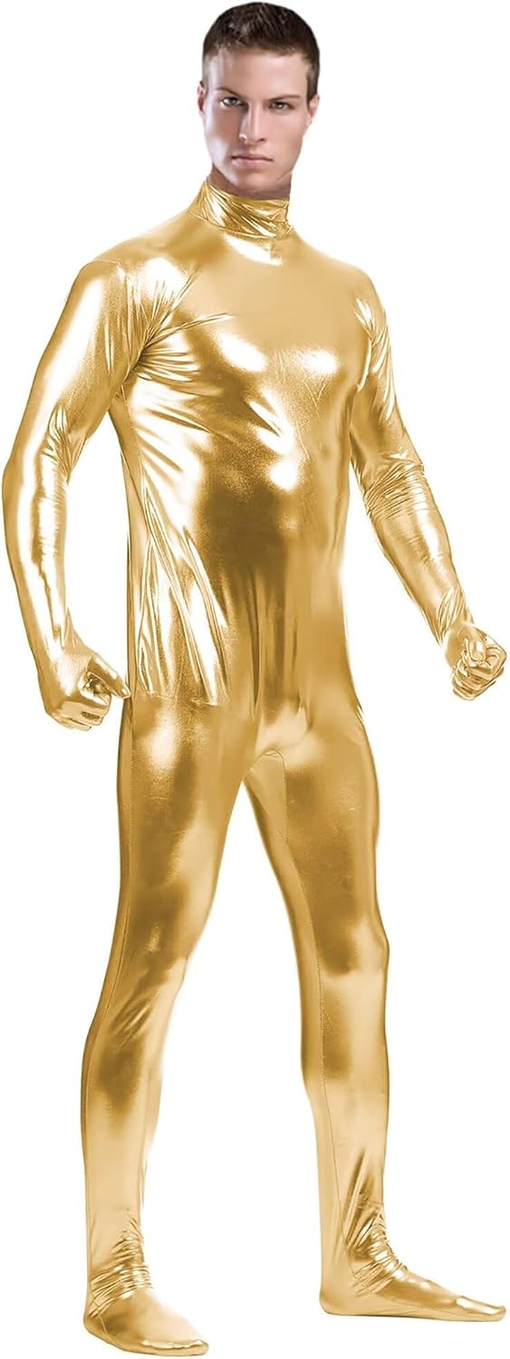 Sheface Men's and Women's Shiny Metallic Unitard Spandex Halloween Costume Bodysuit