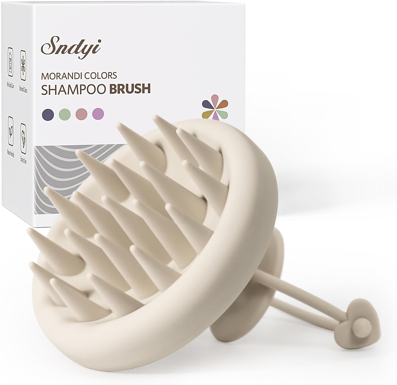 Sndyi Silicone Scalp Massager Shampoo Brush, Scalp Scrubber/Exfoliator for Dandruff Removal, Hair Growth & Head Massage, Wet & Dry Use, Oatmeal