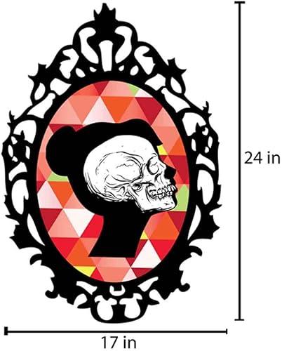 Miniatura 2 de Kit de calcomanías de pared de camafeo de esqueleto colorido, calcomanía de pared de calavera (colores cálidos)