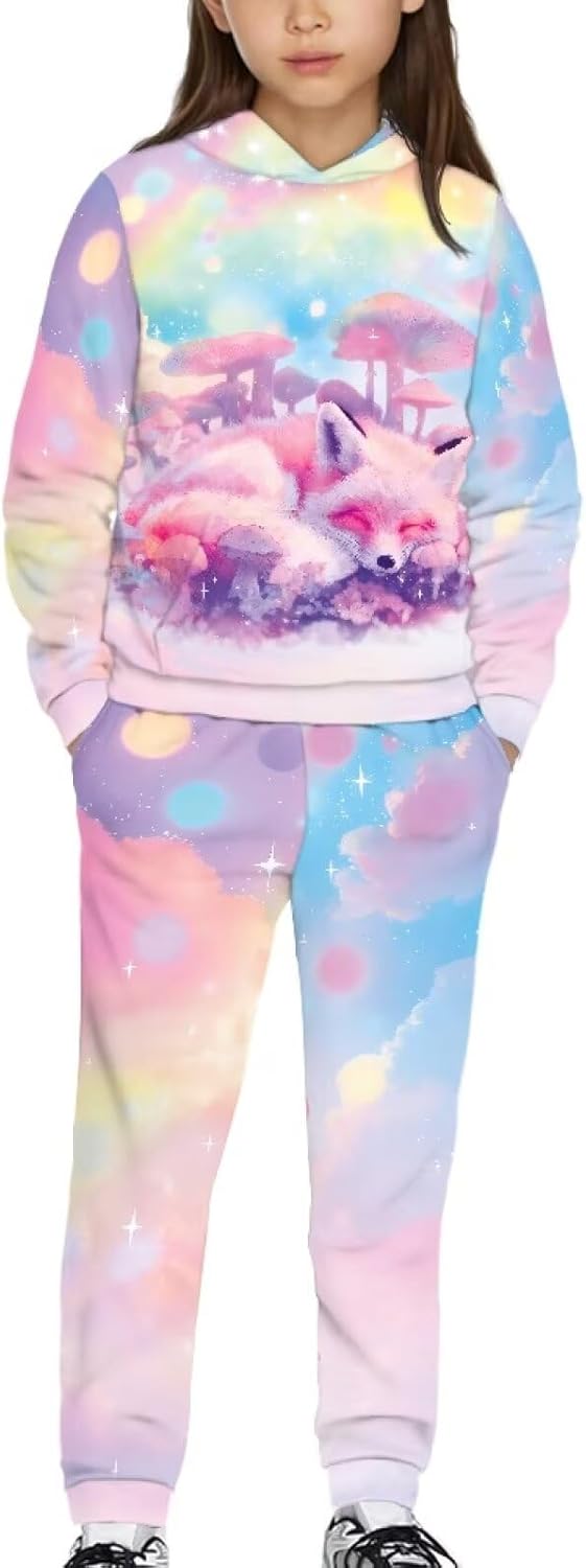 2 Piece Sweatshirts Sets for Kids Girls Sweatshirt Size 7-14 Casual Soft Hoodie Pullover Comfy Girls' Pant Sets