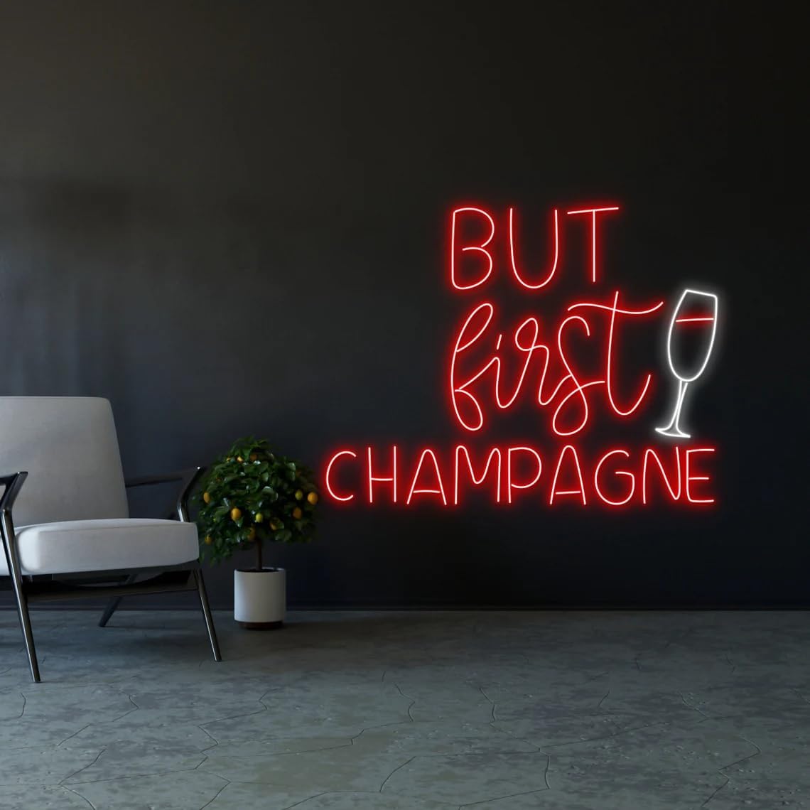 But First Champagne Neon Sign: Wedding Bar Decor USB Powered LED Decorative Lamp Unique Gifts Wall Decoration