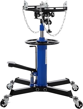 Hydraulic Transmission Jack 1100 LBS Capacity 33.8"-69" Lifting Height 2 Stage Hydraulic Telescoping Jack, Trans Jack Stand Heavy Duty with Foot Pedal and 360 Swivel Wheel, Blue