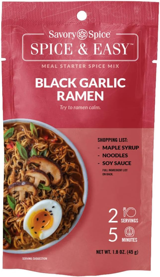 Savory Spice Black Garlic Ramen Spice & Easy (1.6 oz Packet) - Shoyu-Style Ramen Noodle Starter & Soup Mix