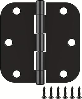 18 Pack 3.5 Inch Door Hinges, 5/8" Radius Corners, Matte Black