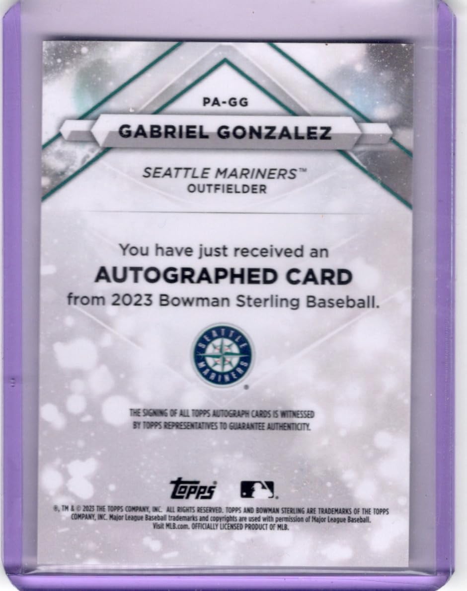 Gabriel Gonzalez Autographed Oncard Bowman Sterling Prospect Card Collectible Baseball Card - 2023 Bowman Sterling Baseball Card #PA-GG (Mariners)