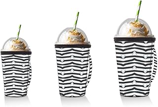 Zebra Stripes Neoprene Cup Sleeve with Handle Coffee Tea Cups Insulated Sleeves (24 oz)