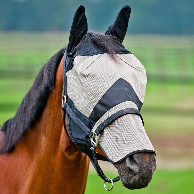 HORZE Long Nose Fly Mask | Durable Full Coverage Micro Mesh with UV Protection