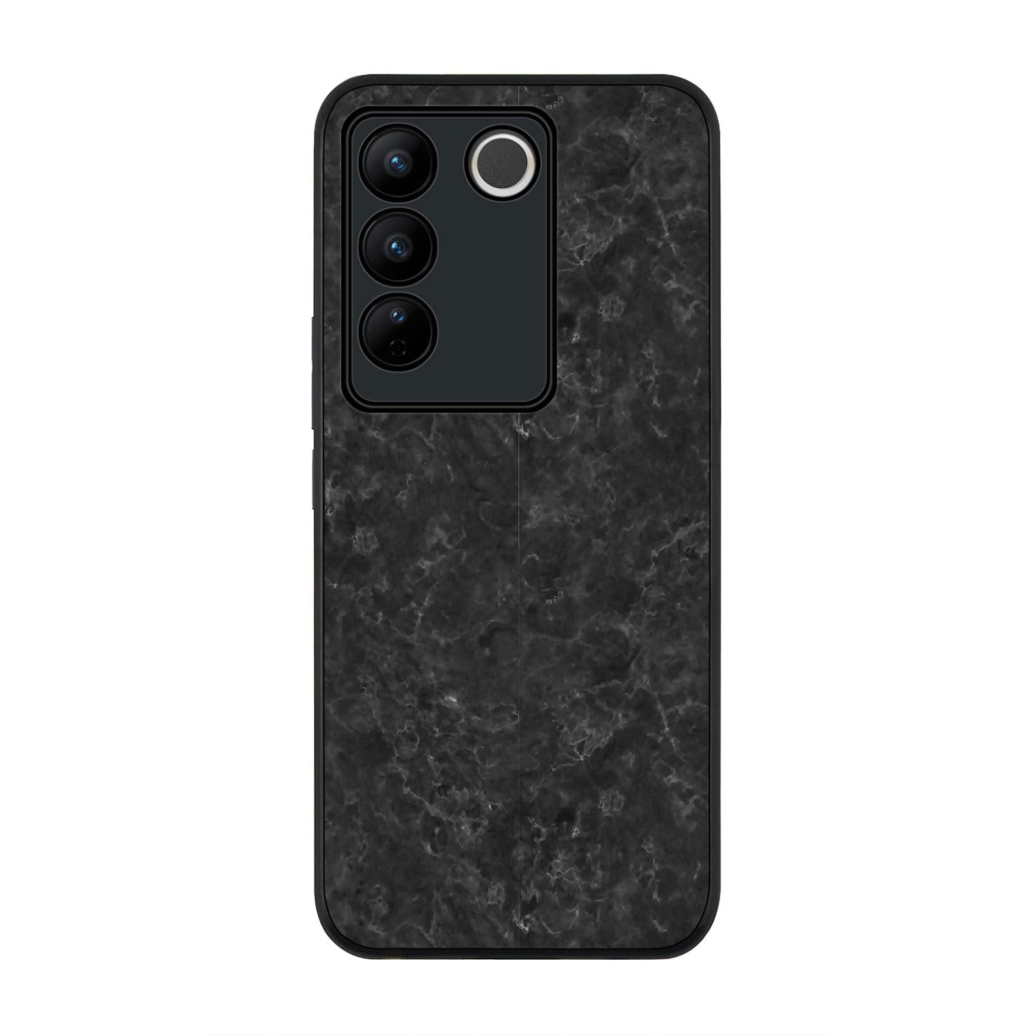 Stylizedd Rugged Black Edge case for Vivo V27 / Vivo V27 Pro/Vivo S16, Slim fit Soft Case Flexible Rubber Edges Anti Drop TPU Gel Thin Cover - Marble Texture Black