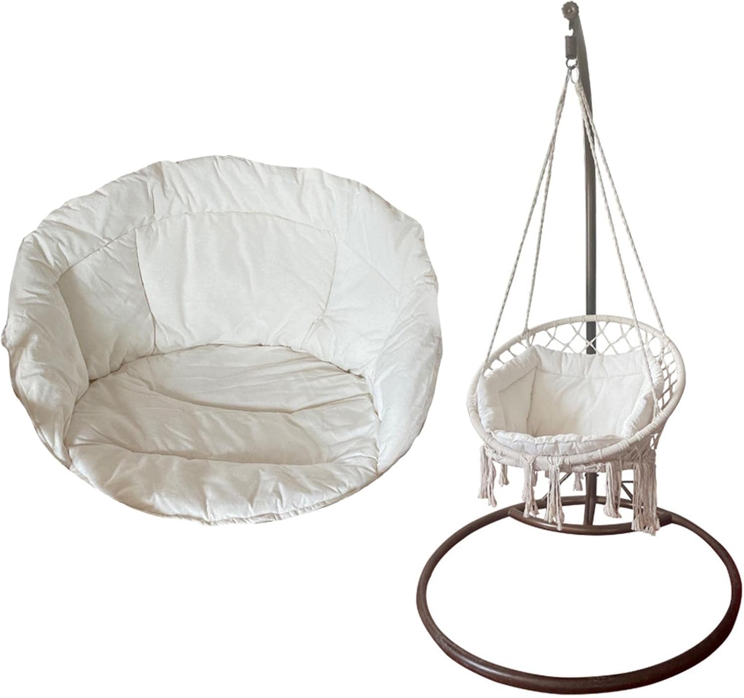 Swing Seat Cushion Hanging Chair Cushion Hammock Cradle Pads for Garden Rocking Home Bedroom Yard Deck (White)