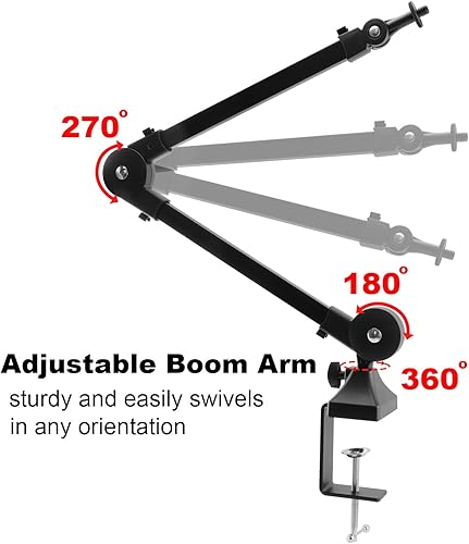 Miniatura 3 de JCMOYUTY Soporte de brazo de micrófono ajustable para FIFINE K658, soporte de brazo de micrófono ajustable de suspensión de perfil bajo con