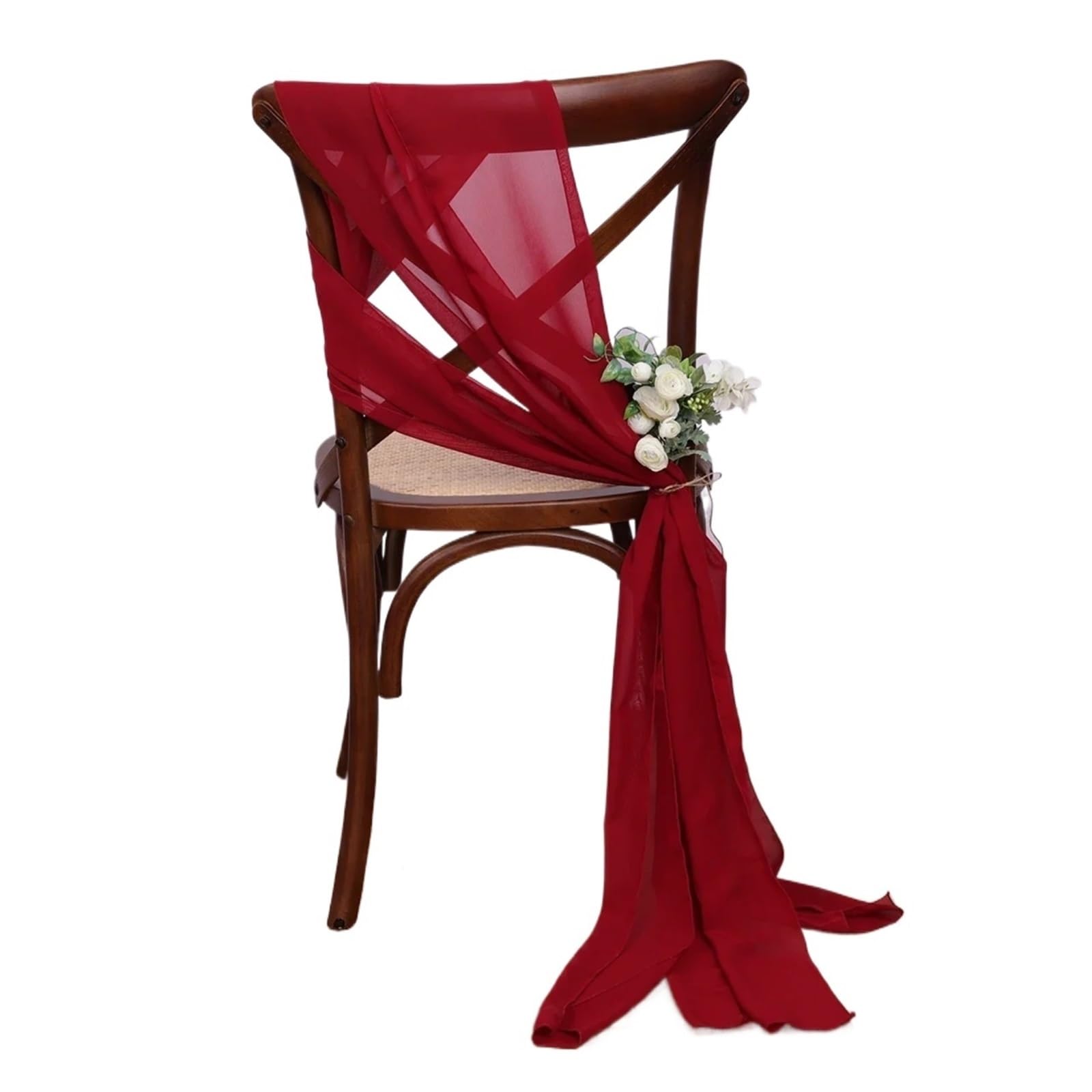 Stuhlschleifen 10 STÜCKE Chiffon Stuhl Schärpen Hochzeit Stuhl Dekoration 16x275 cm Lange for Hochzeit Gang Dekorationen Party Bankett Event(Burgundy)