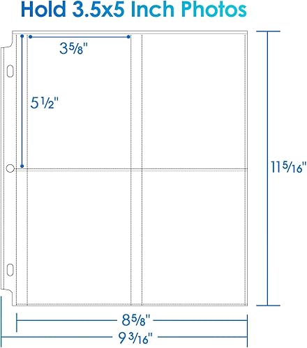 Miniatura 7 de MaxGear Paquete de 60 fundas para fotos de 3.5x5 para carpeta de 3 anillos (480 fotos), protectores de páginas de archivo resistentes, páginas de