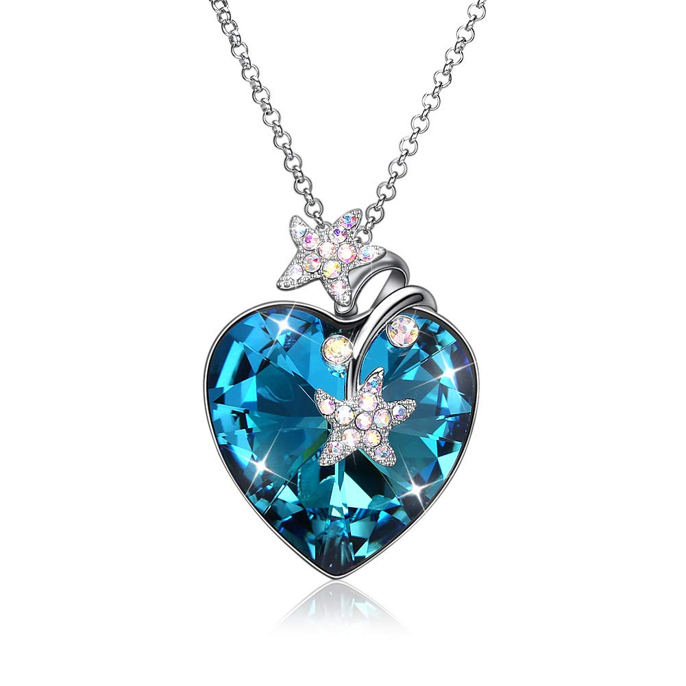 Collar De Cristal Plata De Ley 925Amor Estrella De Mar Mujer