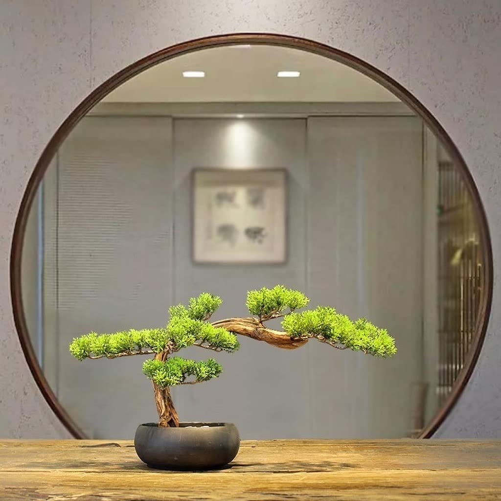 Árbol bonsái Artificial pequeño, simulación de Pino, planta Verde, pequeño Adorno en maceta adecuado para El hogar, la oficina, la estantería, la Mesa de Café, El Porche, El Adorno