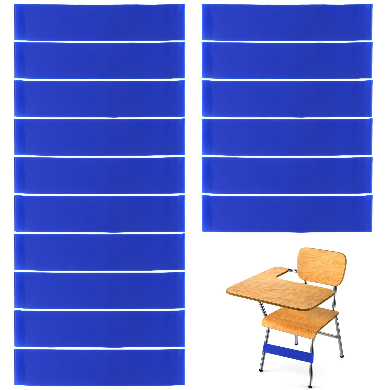 16 Pack Chair Bands,Chair Bands for Kids with Fidgety Feet Chair Stretch Foot Band Fidget Bands Flexible Seating for Classroom Elementary Chairs Desks (Blue)