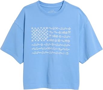 Vineyard Vines Womens Drift Dyed Beach Icon Us Flag Boxy Tee