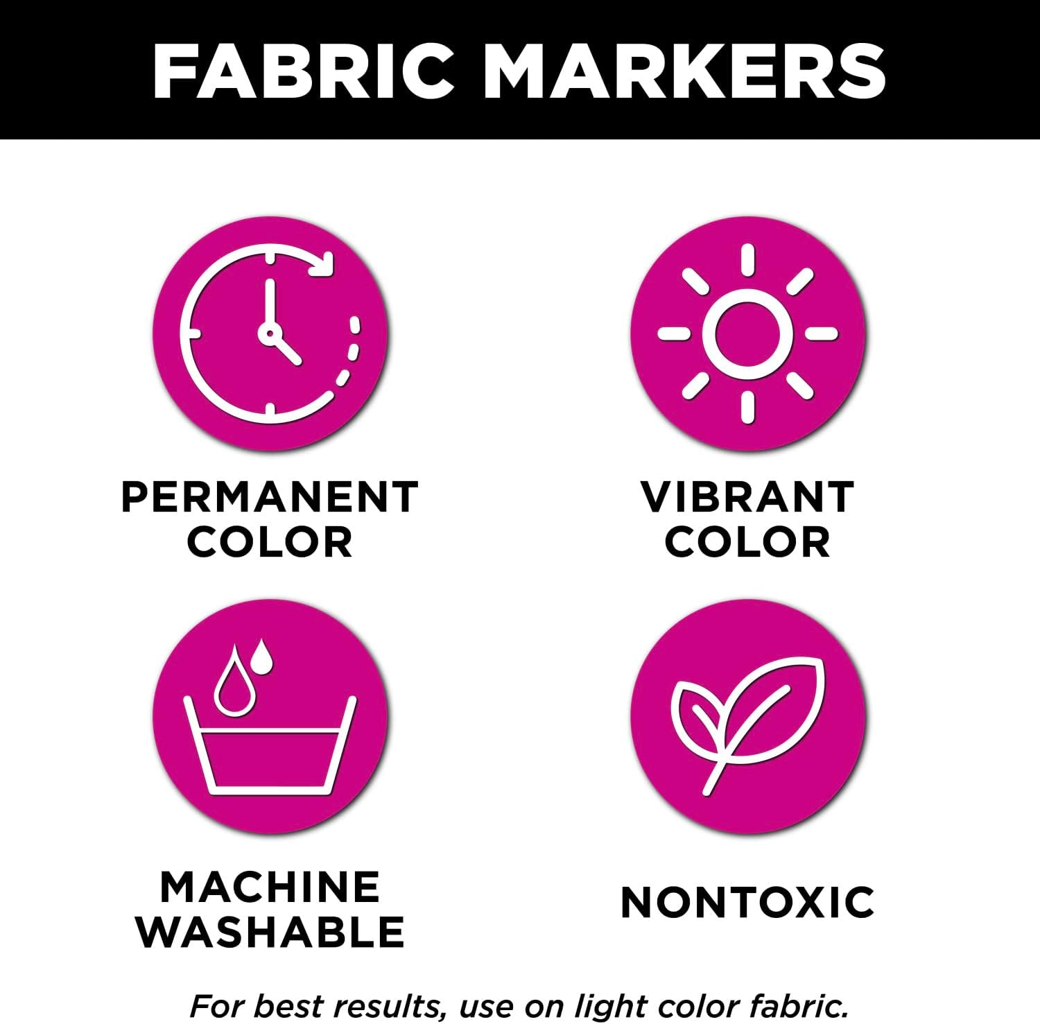 Tulip Permanent Fabric Markers, Dual Tip Graffiti 6-Pack, Neon