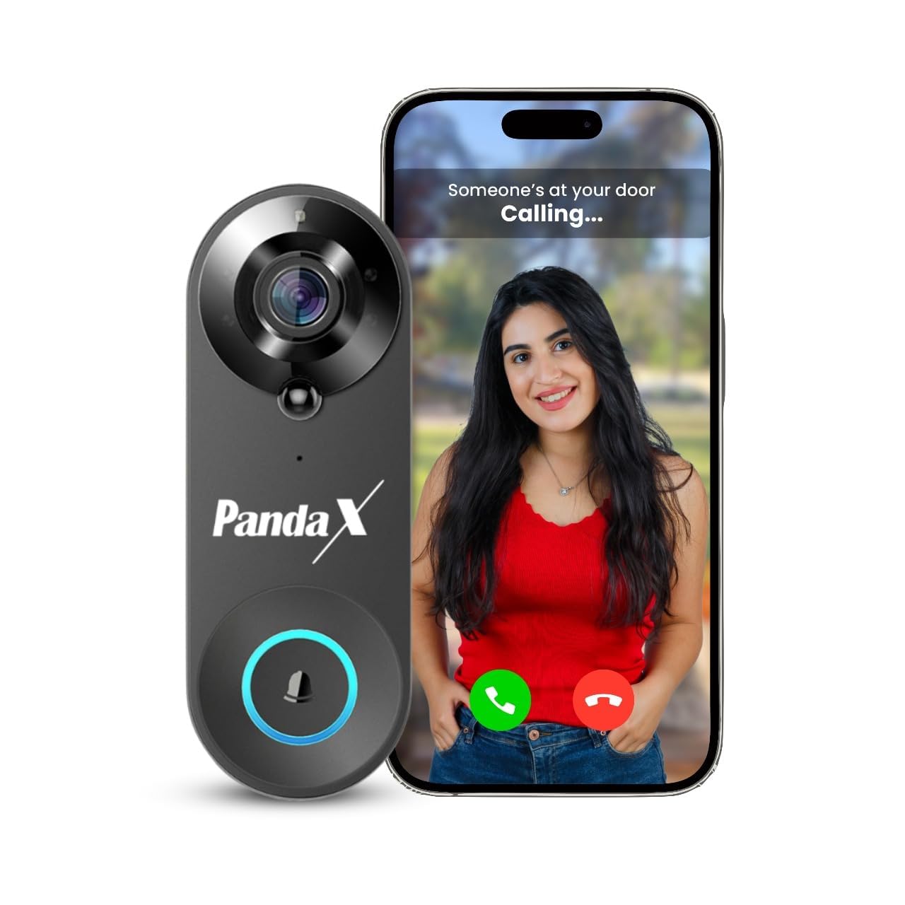 PandaX Smart Doorbell: Wi-Fi Video Doorbell with AI Motion Detection | Family Sharing | 1080p HD | Night Vision | 2-Way Audio | True Wireless | 2 Year Warranty.