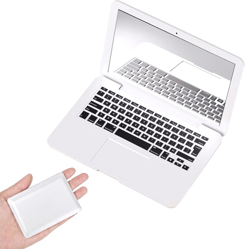 Espelho compacto Psyqtsuary em formato de laptop, dobrável, branco, 1 unidade