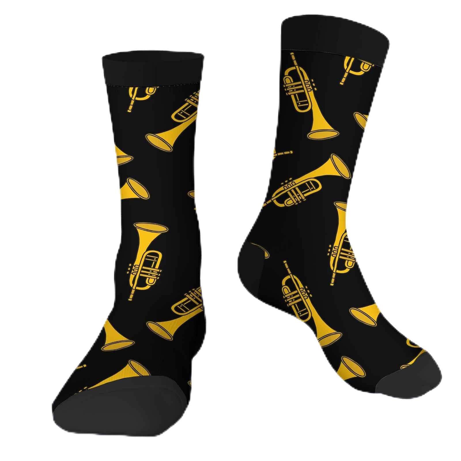 Trumpet Funny Socks Novelty Casual Crew Socks Contrast Color Design for Women Men