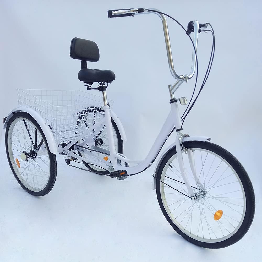 Driewieler voor volwassenen, fiets met 3 wielen en boodschappenmandje Driewieler voor volwassenen, fiets met 3 wielen en boodschappenmandje