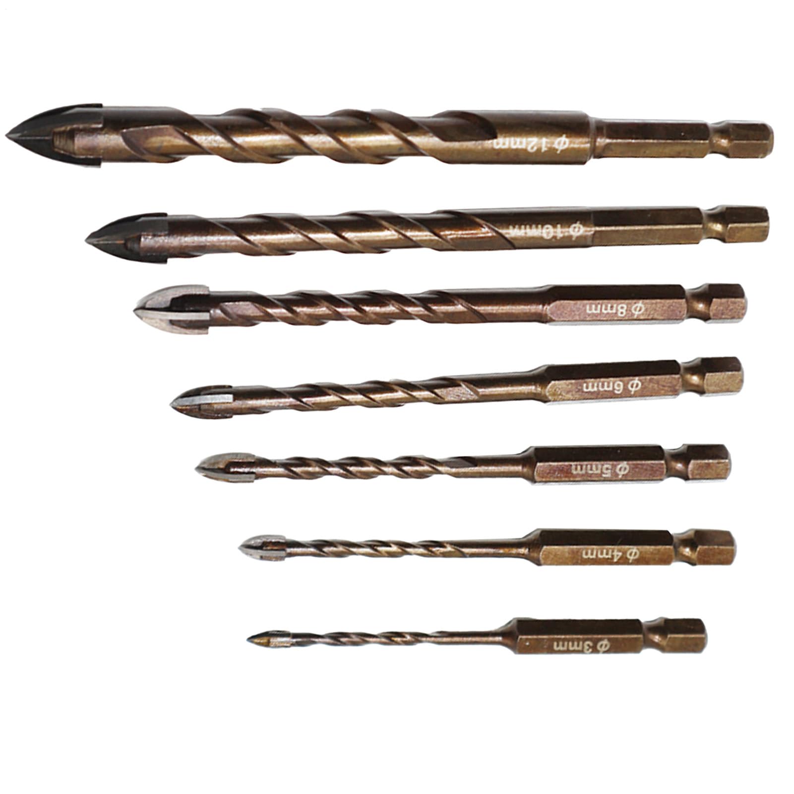 Masonry Drill Bit Set de 7 piezas Precision Tip Hammer Bits, Professional-Grade Tools Brick, Concrete, Granito, Drywall y porcelana, Ideal para construcción, Renovación, 12,6 cm