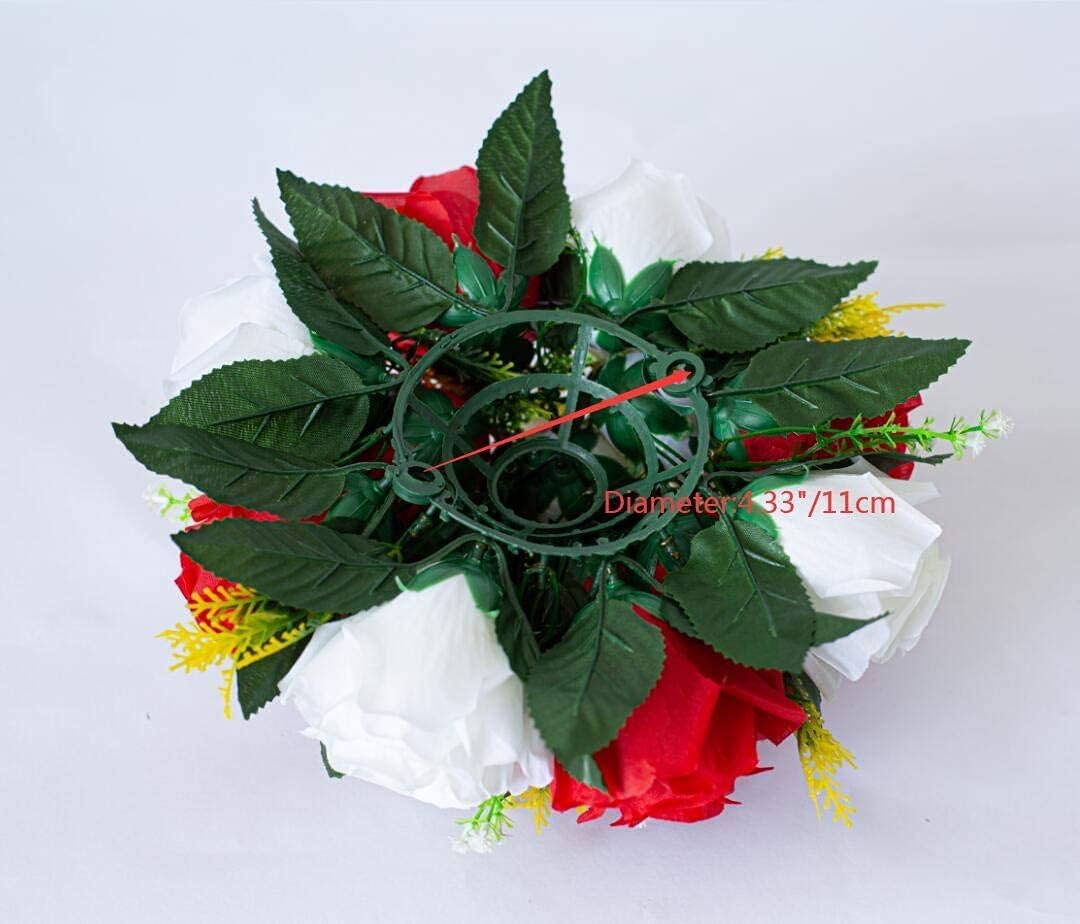 LANLONG 6 PCS Fake Flower Ball Arrangement Bouquet, 15 Heads Plastic Roses with Base, Artificial Flower for Wedding Bouquets Centerpieces Party Valentine's Day Home Decor