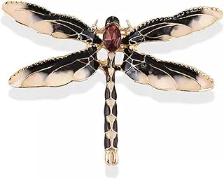 Broche de libélula con Esmalte y Diamantes de imitación, con Dije de Animal, Regalo para Mujer, joyería, Color Negro
